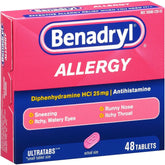 Benadryl Allergy Ultratabs Diphenhydramine HCl 25 mg Antihistamine Tablets